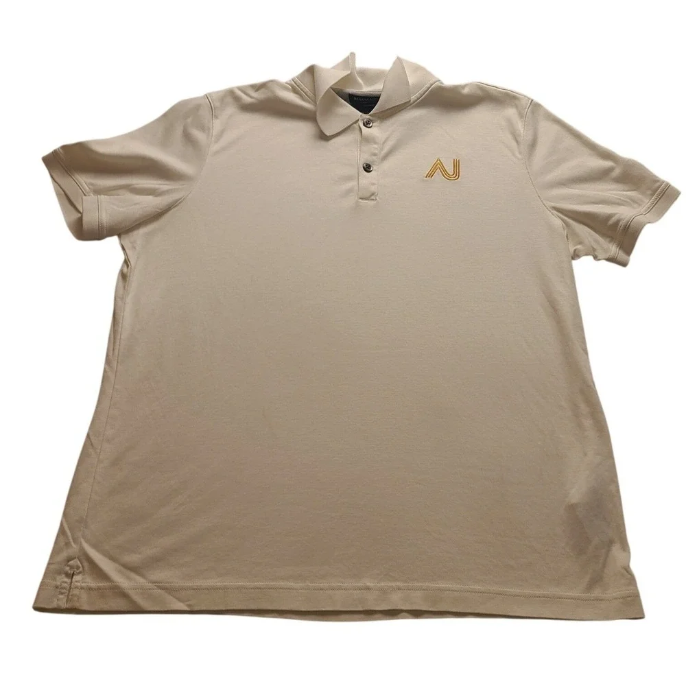 Banana Republic Luxury Touch Polo Shirt Men's XL White Standard Fit Gold N Logo